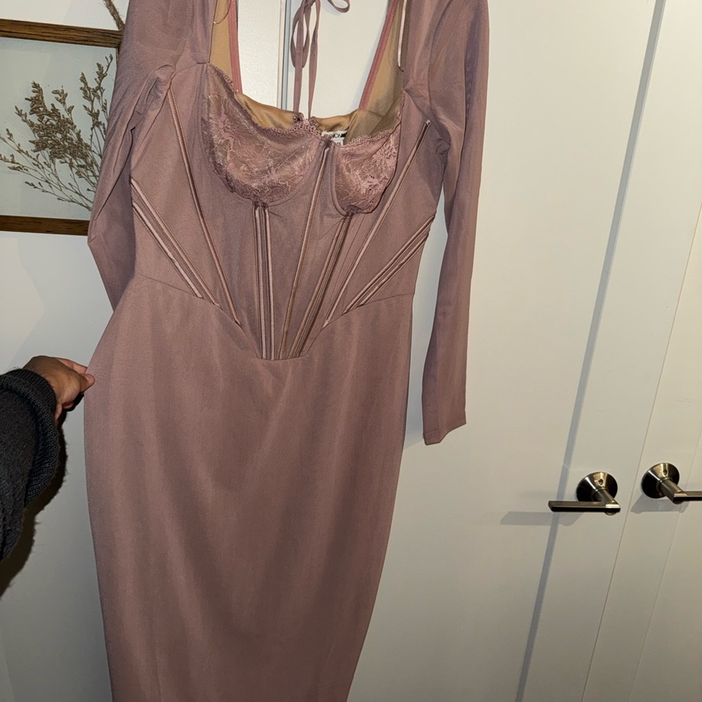 Fashion Nova Mauve Long Sleeve Dress